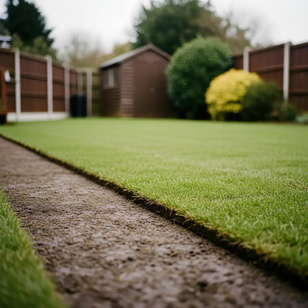 Garden turf being laid